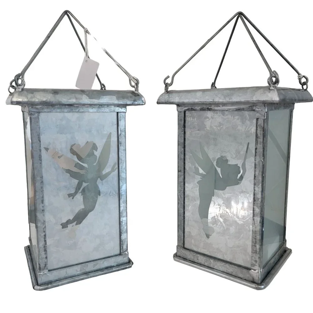 Disney Tinkerbell NWT Galvanized Metal Silhouette Candle Lanterns 9